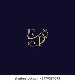 boda inicial EP concepto orgánico y elegante hoja de belleza monograma logo letra