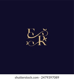 wedding initial ER organic and elegant concept beauty leaf monogram logo letter