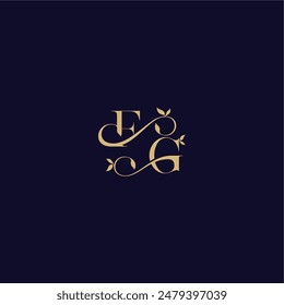 Boda inicial FG concepto orgánico y elegante hoja de belleza monograma logo letra