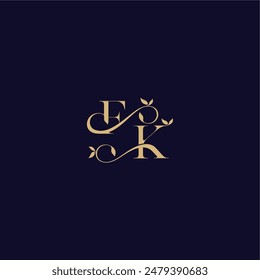 wedding initial FK organic and elegant concept beauty leaf monogram logo letter