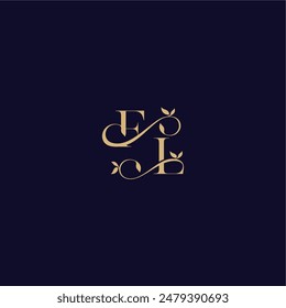 wedding initial FL organic and elegant concept beauty leaf monogram logo letter