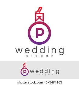 wedding initial Letter P Logo design