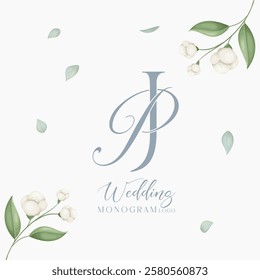 Wedding Initial Letter PJ JP Monogram Logo