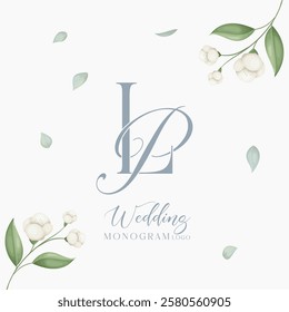 Wedding Initial Letter PL LP Monogram Logo