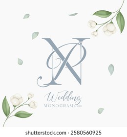Wedding Initial Letter PN NP Monogram Logo