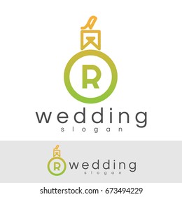 wedding initial Letter R Logo design
