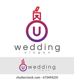 wedding initial Letter U Logo design