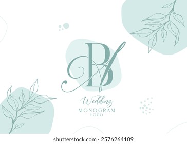 Wedding Initial Modern AB BA Monogram Logo