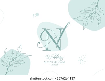 Wedding Initial Modern NA AN Monogram Logo