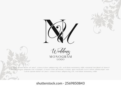 Wedding initial NU and UN monogram logo