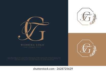 Boda Inicial TG Y GT Monograma Texto Carta Diseño de Logo
