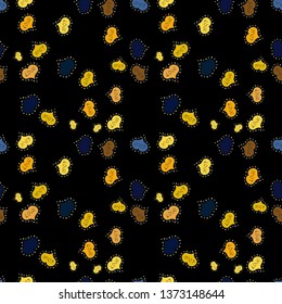 Wedding and invatation card concept. Drawing in sketch style on black, yellow and blue colors. Seamless Love doodle romantic background vector with hearts. Vector. Valentine':s day. Wrapping paper.