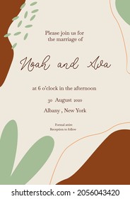 Wedding invitation with abstract colored elements