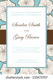 Wedding invitation with abstract floral background.