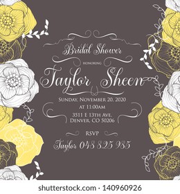 Wedding invitation with abstract floral background.