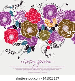 Wedding  invitation with abstract floral background.