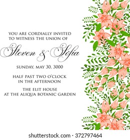 Wedding invitation with abstract floral background