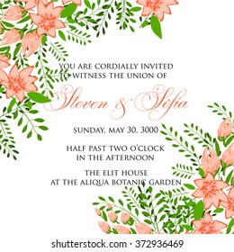 Wedding invitation with abstract floral background