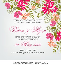 Wedding invitation with abstract floral background