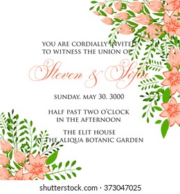 Wedding invitation with abstract floral background