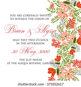 Wedding invitation with abstract floral background