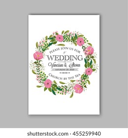 Wedding Invitation  with abstract floral background