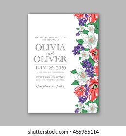 Wedding Invitation with abstract floral background