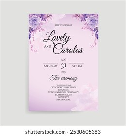 Wedding Invitation with Abstract Floral Vector Card. Illustrator and designer. Wedding Invites, save the date, Birthday Invites, Video Invites, E-Cards.