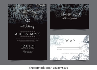wedding invitation with Abstract line art background