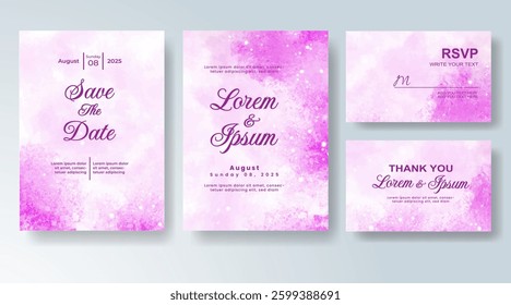 Wedding invitation with abstract splash watercolor