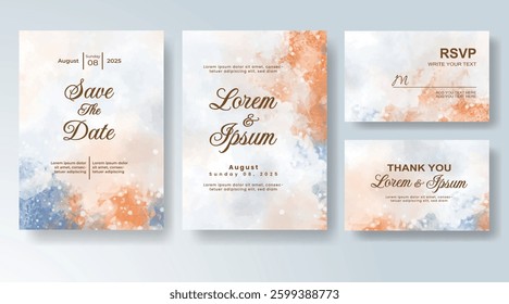 Wedding invitation with abstract splash watercolor