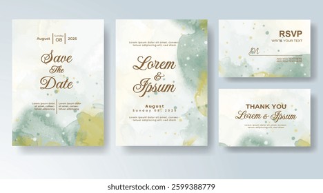 Wedding invitation with abstract splash watercolor