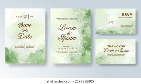 Wedding invitation with abstract splash watercolor