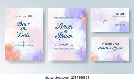 Wedding invitation with abstract splash watercolor