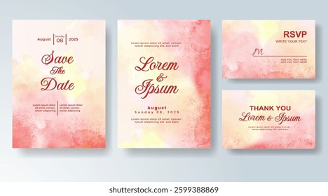 Wedding invitation with abstract splash watercolor