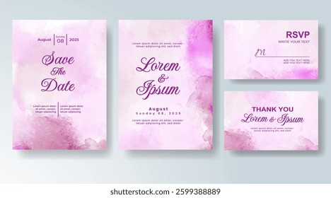 Wedding invitation with abstract splash watercolor