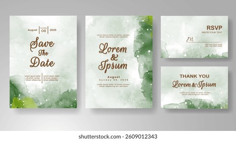 Wedding invitation with abstract splash watercolor