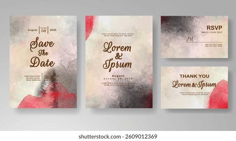 Wedding invitation with abstract splash watercolor