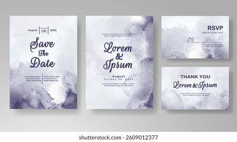 Wedding invitation with abstract splash watercolor
