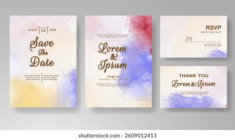 Wedding invitation with abstract splash watercolor