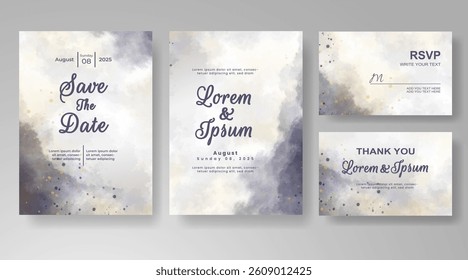 Wedding invitation with abstract splash watercolor