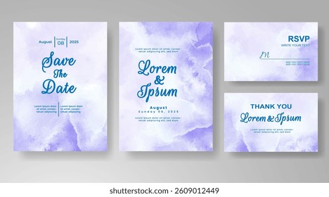 Wedding invitation with abstract splash watercolor