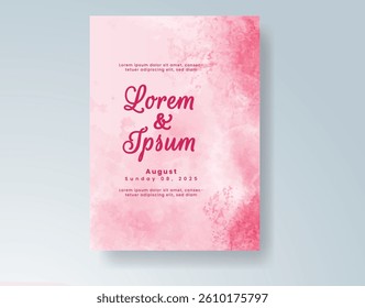 Wedding invitation with abstract splash watercolor
