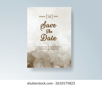 Wedding invitation with abstract splash watercolor