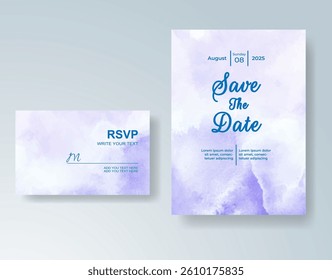 Wedding invitation with abstract splash watercolor