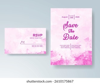 Wedding invitation with abstract splash watercolor