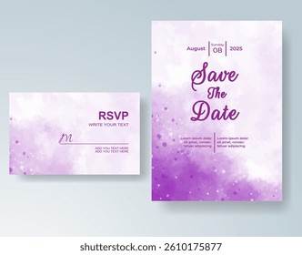 Wedding invitation with abstract splash watercolor