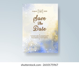 Wedding invitation with abstract splash watercolor