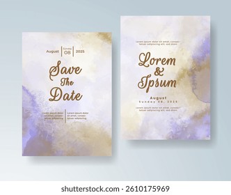 Wedding invitation with abstract splash watercolor