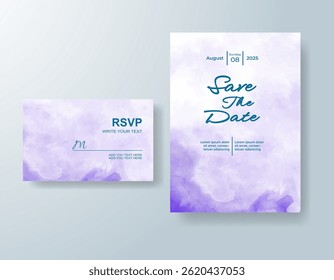 Wedding invitation with abstract splash watercolor